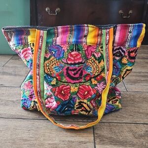 Vintage Embroidered Guatemalan Tote Bag
